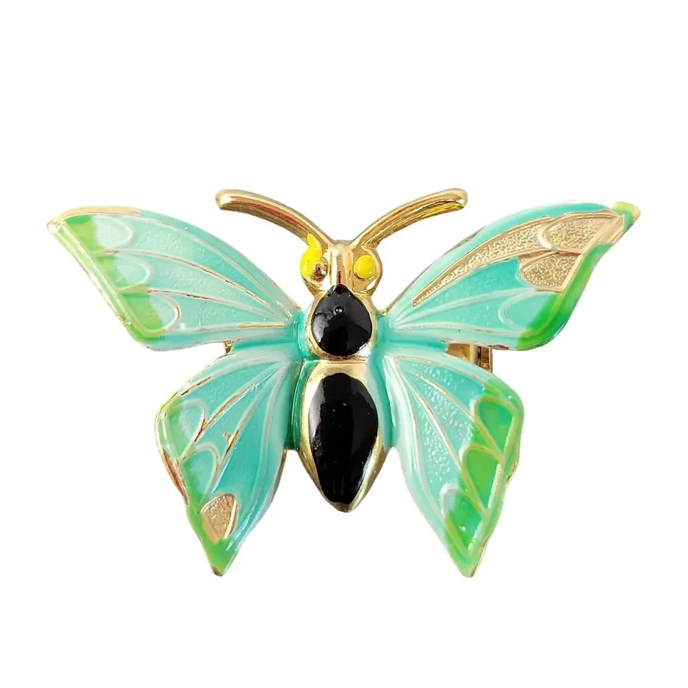 Vintage Butterfly Brooch Lot Enamel Rhinestone Gold Tone Pin Yellow Blue